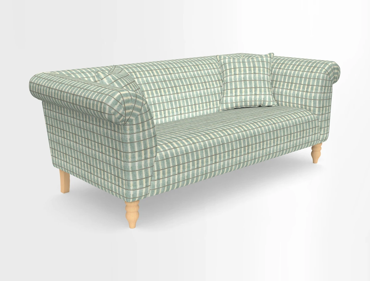 Exbury 3-seater sofa in Frond Stripe Large Storm with scatters in Frond All Over