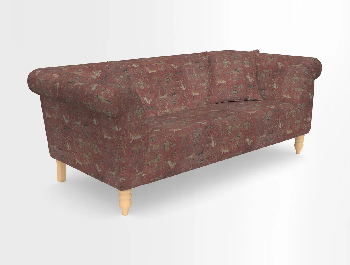 Exbury 3-seater sofa in Frond Stripe Large Storm with scatters in Frond All Over