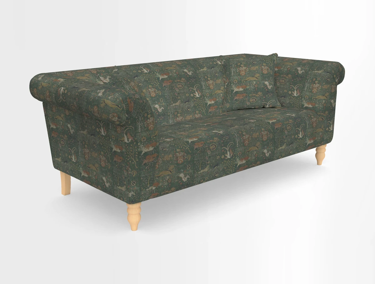Exbury 3-seater sofa in Frond Stripe Large Storm with scatters in Frond All Over