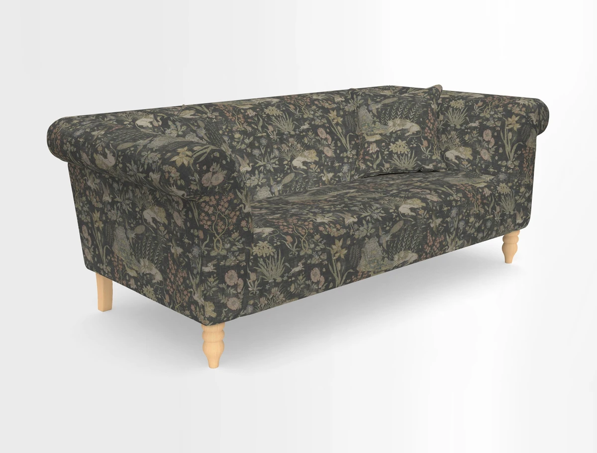 Exbury 3-seater sofa in Frond Stripe Large Storm with scatters in Frond All Over