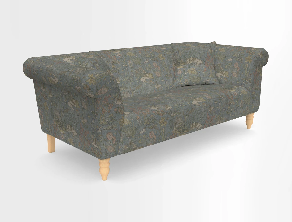 Exbury 3-seater sofa in Frond Stripe Large Storm with scatters in Frond All Over