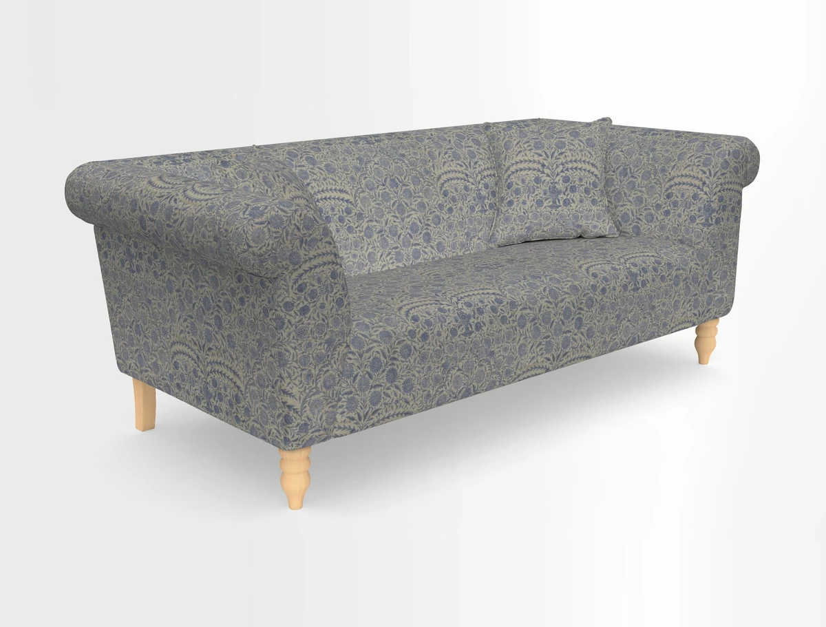 Exbury 3-seater sofa in Frond Stripe Large Storm with scatters in Frond All Over