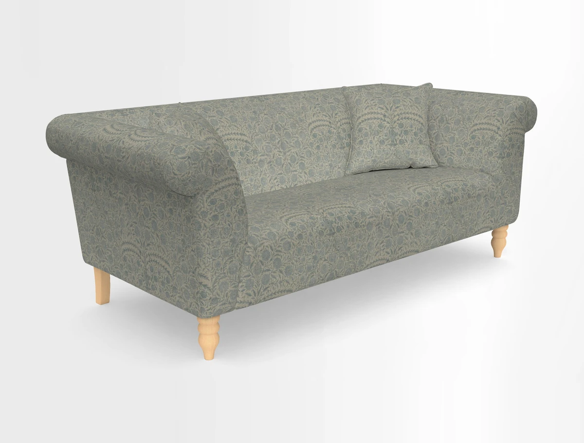 Exbury 3-seater sofa in Frond Stripe Large Storm with scatters in Frond All Over