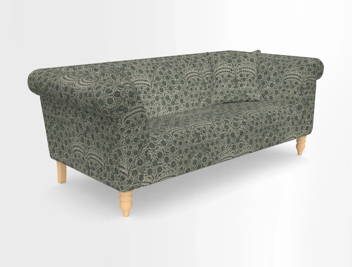 Exbury 3-seater sofa in Frond Stripe Large Storm with scatters in Frond All Over
