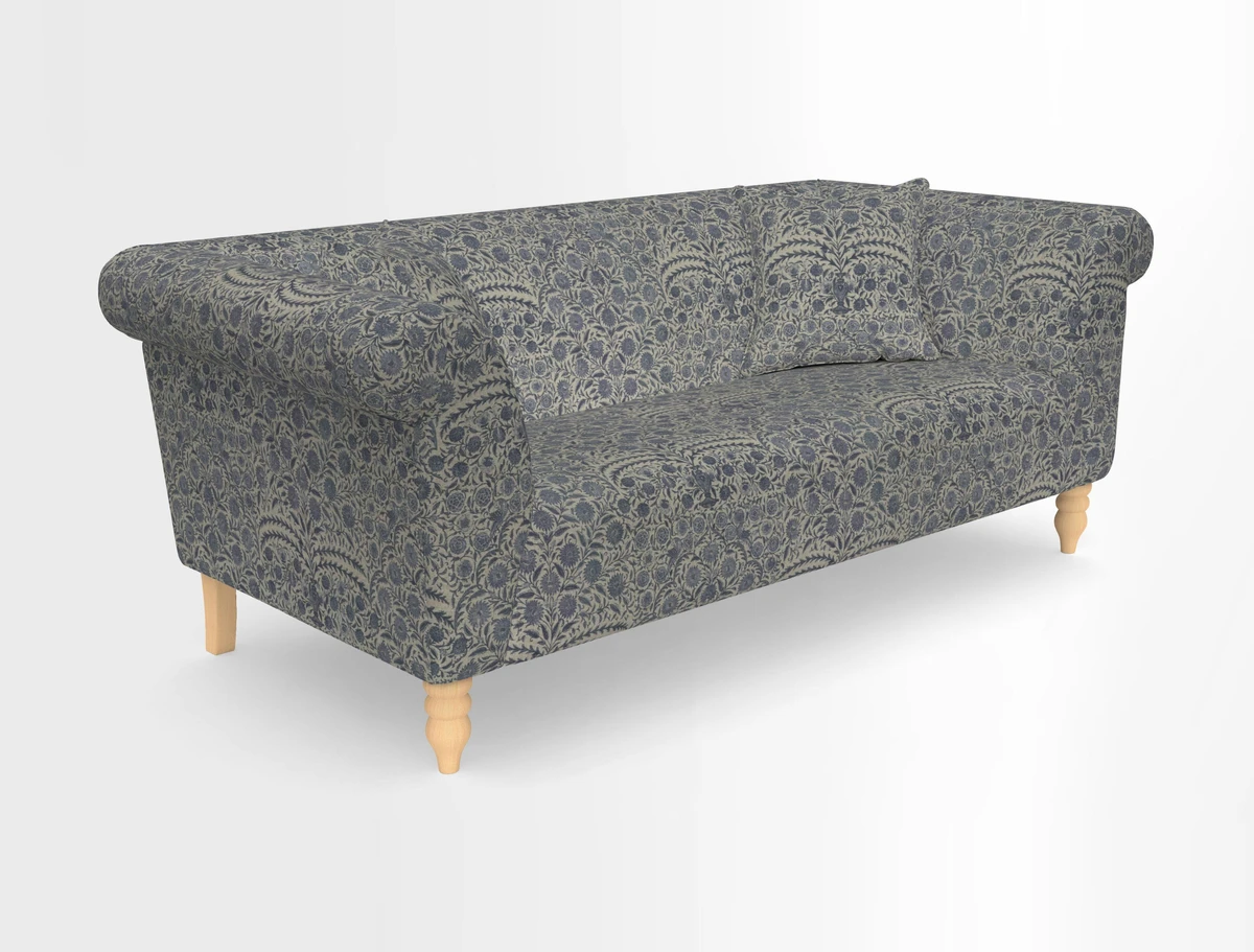 Exbury 3-seater sofa in Frond Stripe Large Storm with scatters in Frond All Over