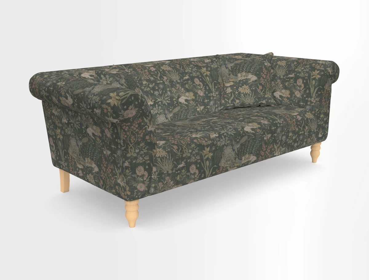 Exbury 3-seater sofa in Frond Stripe Large Storm with scatters in Frond All Over