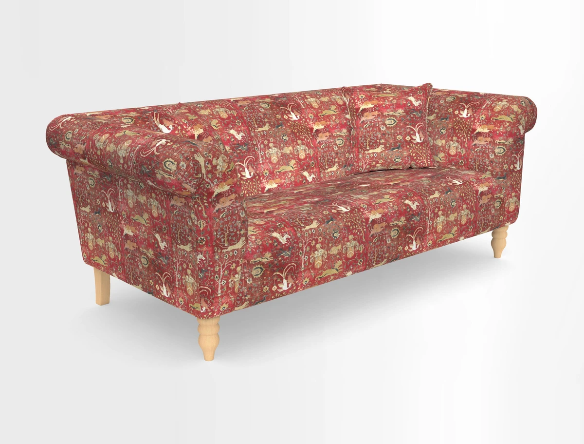 Exbury 3-seater sofa in Frond Stripe Large Storm with scatters in Frond All Over