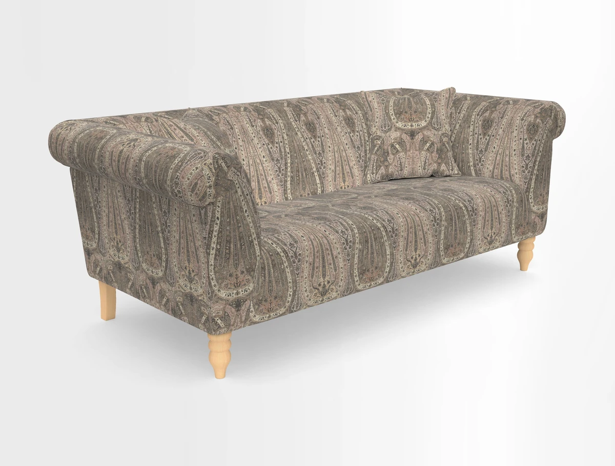 Exbury 3-seater sofa in Frond Stripe Large Storm with scatters in Frond All Over