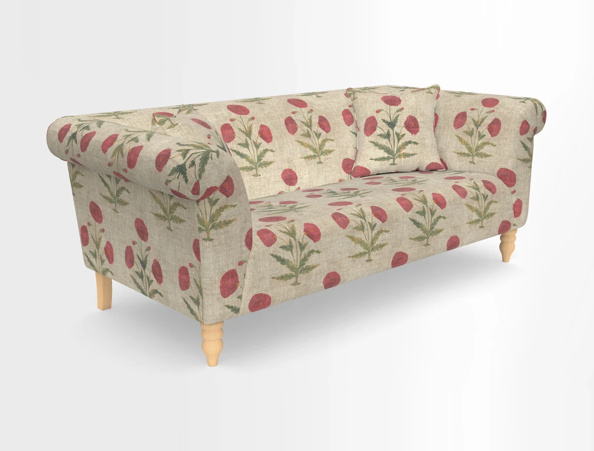 Exbury 3-seater sofa in Frond Stripe Large Storm with scatters in Frond All Over