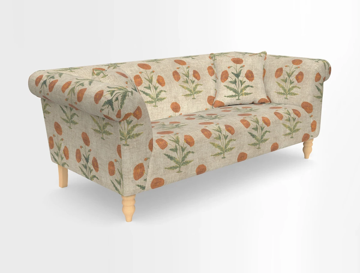 Exbury 3-seater sofa in Frond Stripe Large Storm with scatters in Frond All Over