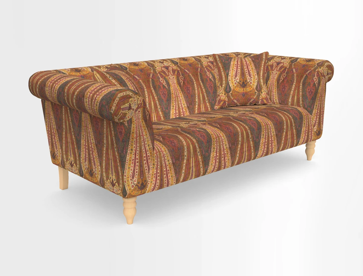 Exbury 3-seater sofa in Frond Stripe Large Storm with scatters in Frond All Over