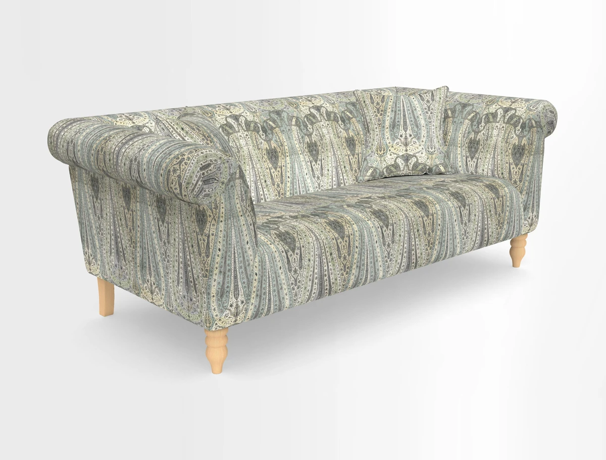 Exbury 3-seater sofa in Frond Stripe Large Storm with scatters in Frond All Over