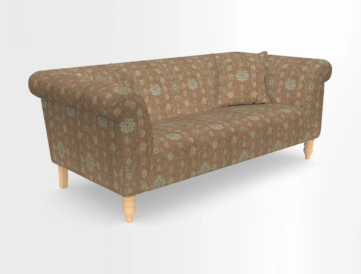 Exbury 3-seater sofa in Frond Stripe Large Storm with scatters in Frond All Over