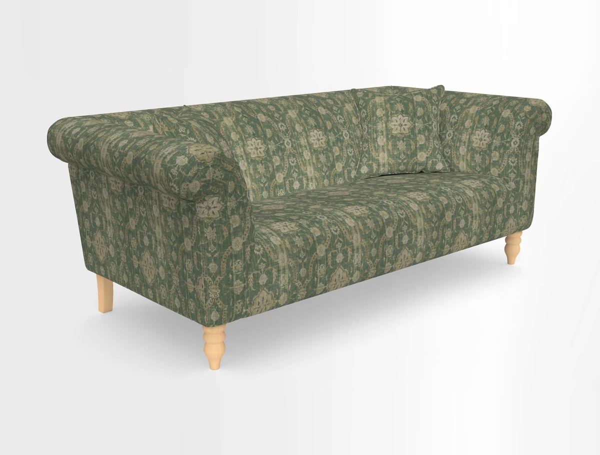 Exbury 3-seater sofa in Frond Stripe Large Storm with scatters in Frond All Over