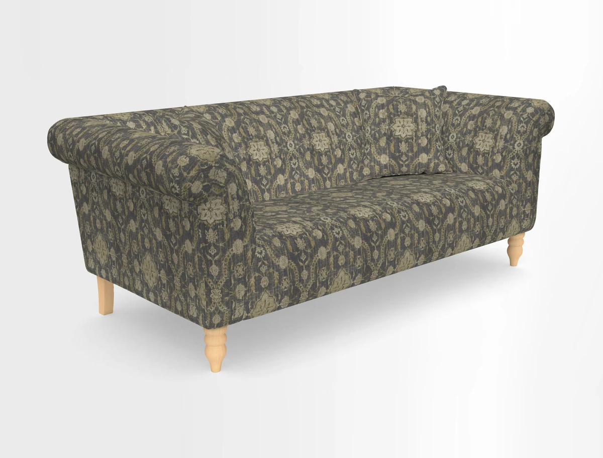 Exbury 3-seater sofa in Frond Stripe Large Storm with scatters in Frond All Over