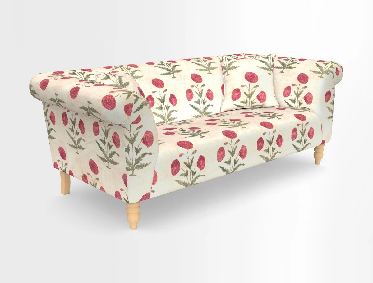 Exbury 3-seater sofa in Frond Stripe Large Storm with scatters in Frond All Over