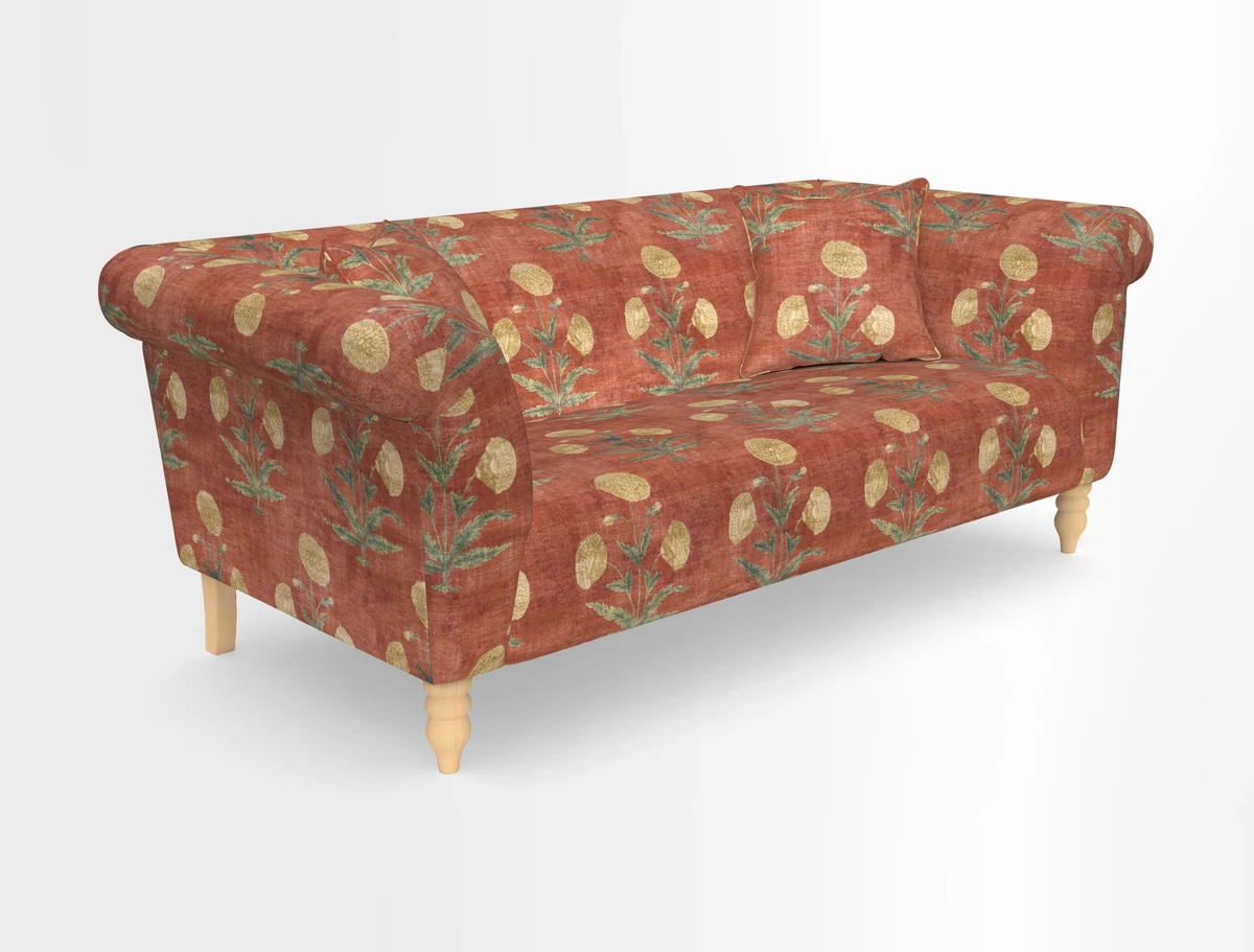 Exbury 3-seater sofa in Frond Stripe Large Storm with scatters in Frond All Over