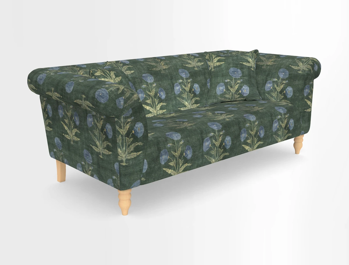 Exbury 3-seater sofa in Frond Stripe Large Storm with scatters in Frond All Over