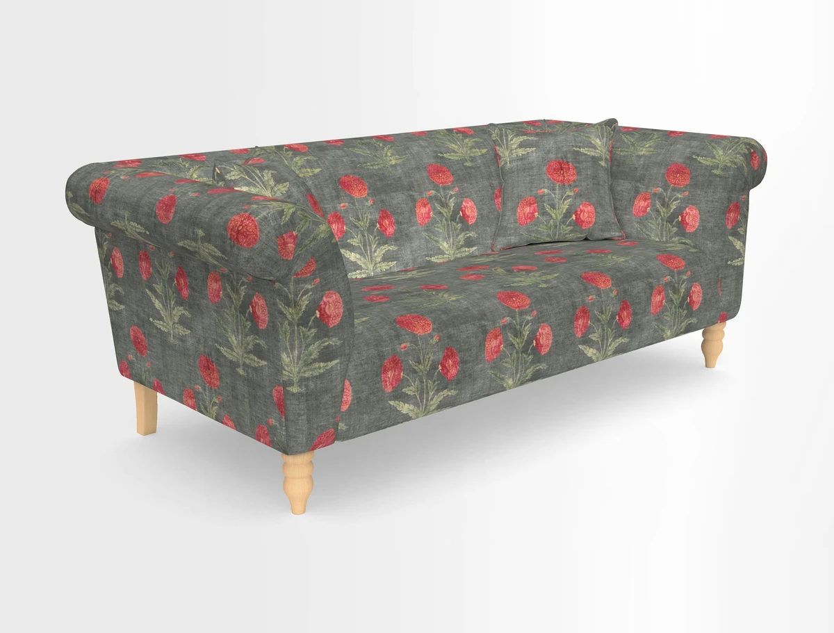 Exbury 3-seater sofa in Frond Stripe Large Storm with scatters in Frond All Over