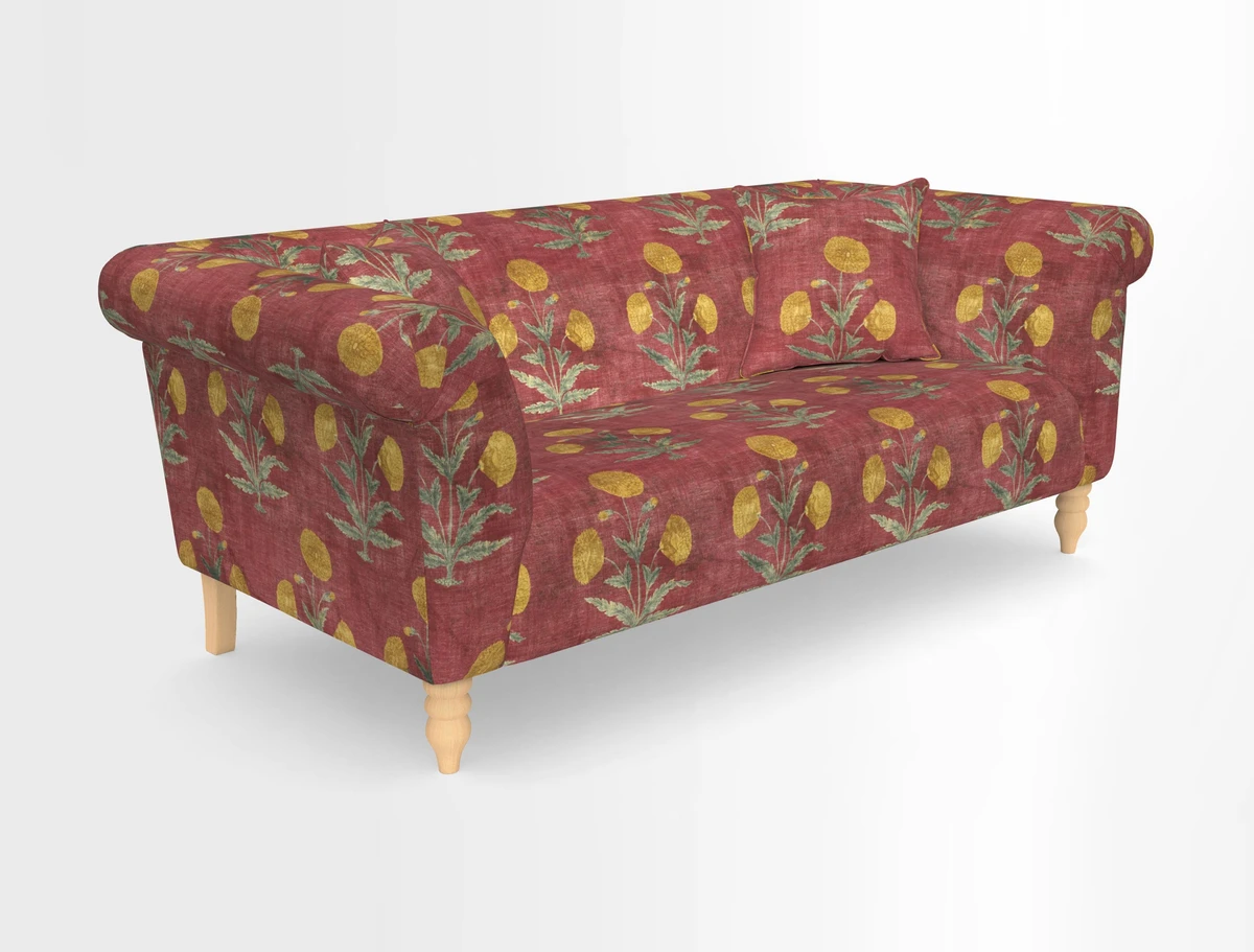 Exbury 3-seater sofa in Frond Stripe Large Storm with scatters in Frond All Over
