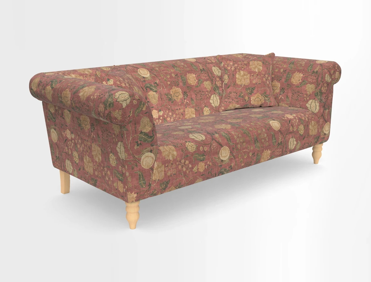 Exbury 3-seater sofa in Frond Stripe Large Storm with scatters in Frond All Over