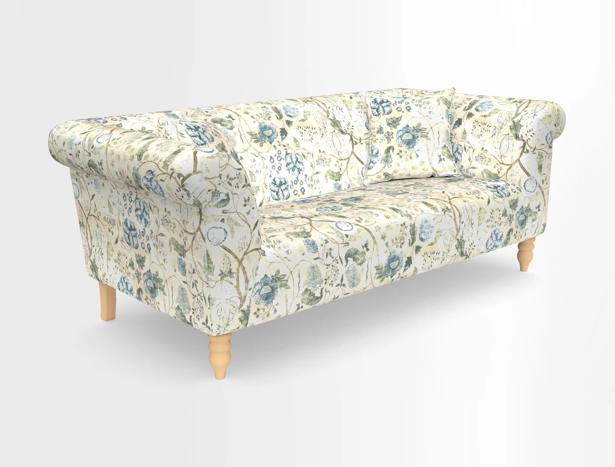 Exbury 3-seater sofa in Frond Stripe Large Storm with scatters in Frond All Over