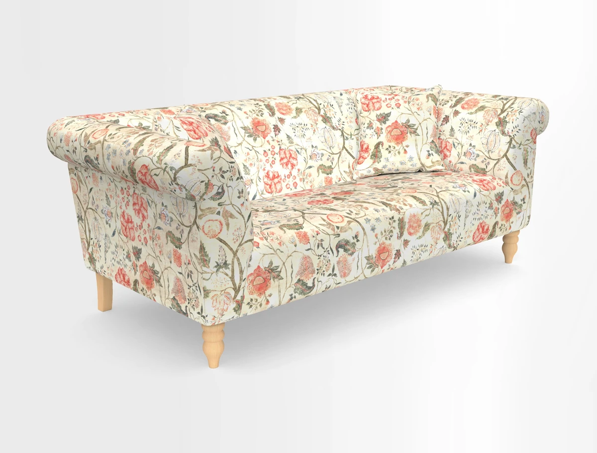Exbury 3-seater sofa in Frond Stripe Large Storm with scatters in Frond All Over