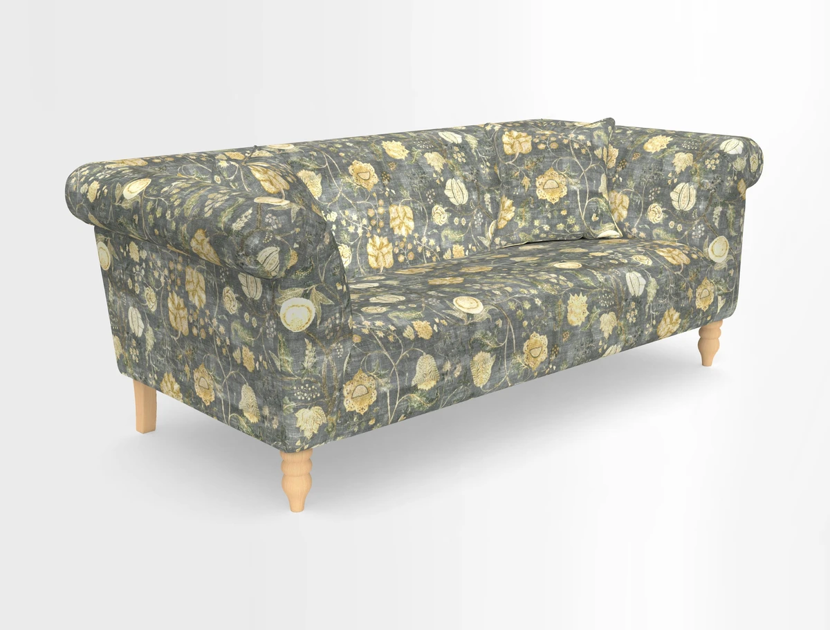 Exbury 3-seater sofa in Frond Stripe Large Storm with scatters in Frond All Over