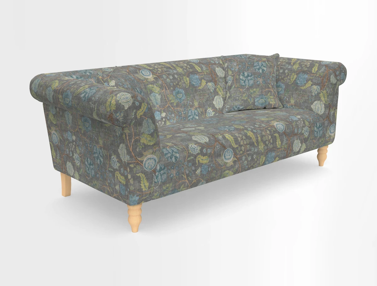 Exbury 3-seater sofa in Frond Stripe Large Storm with scatters in Frond All Over