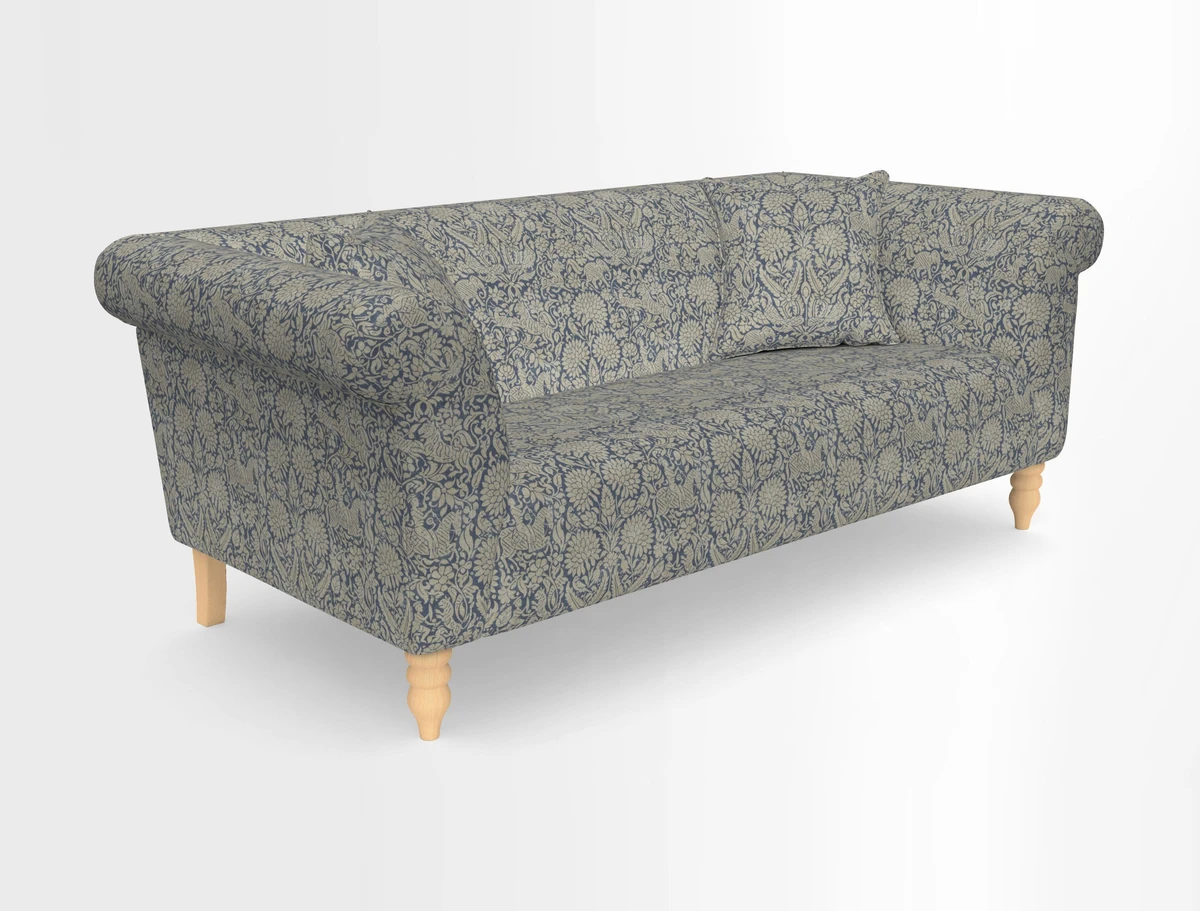 Exbury 3-seater sofa in Frond Stripe Large Storm with scatters in Frond All Over