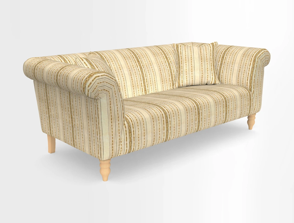 Exbury 3-seater sofa in Frond Stripe Large Storm with scatters in Frond All Over
