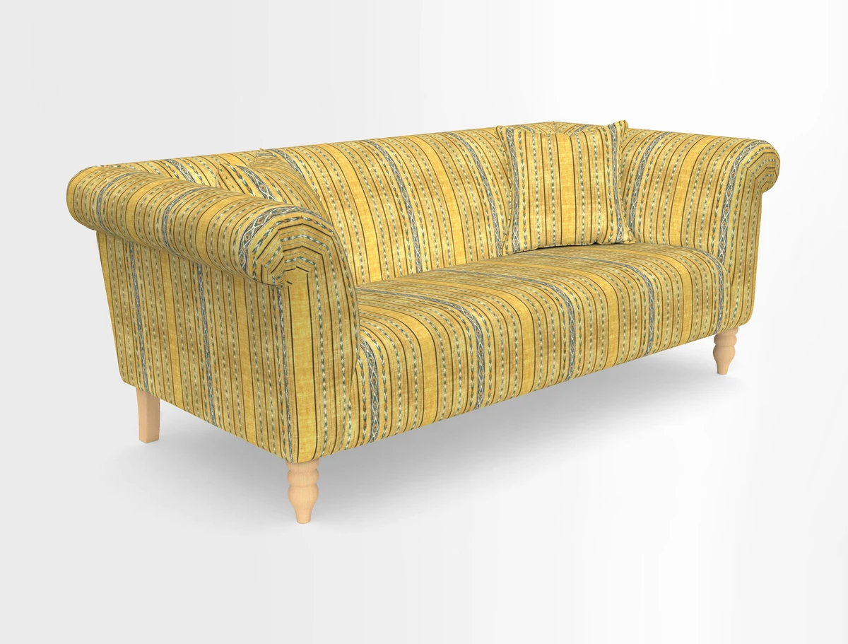 Exbury 3-seater sofa in Frond Stripe Large Storm with scatters in Frond All Over