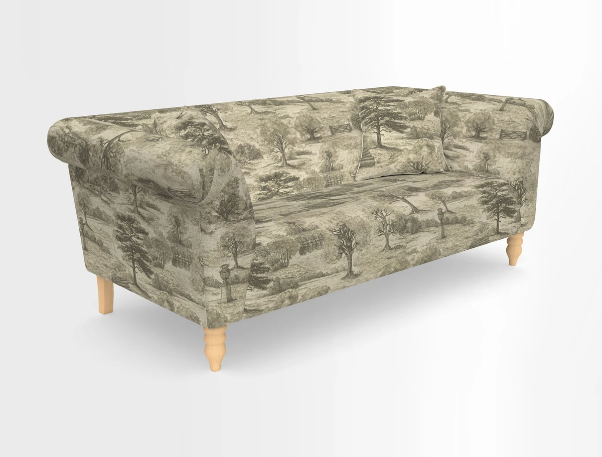 Exbury 3-seater sofa in Frond Stripe Large Storm with scatters in Frond All Over