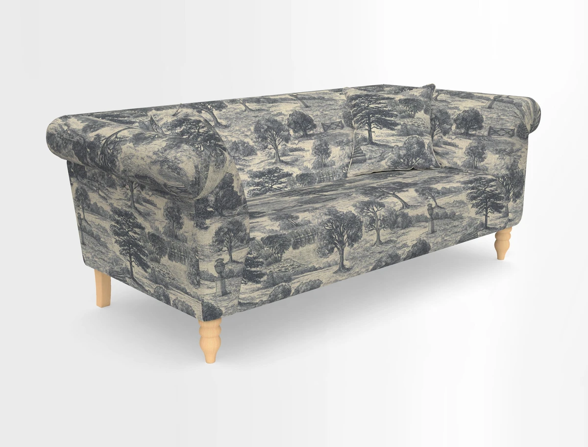 Exbury 3-seater sofa in Frond Stripe Large Storm with scatters in Frond All Over
