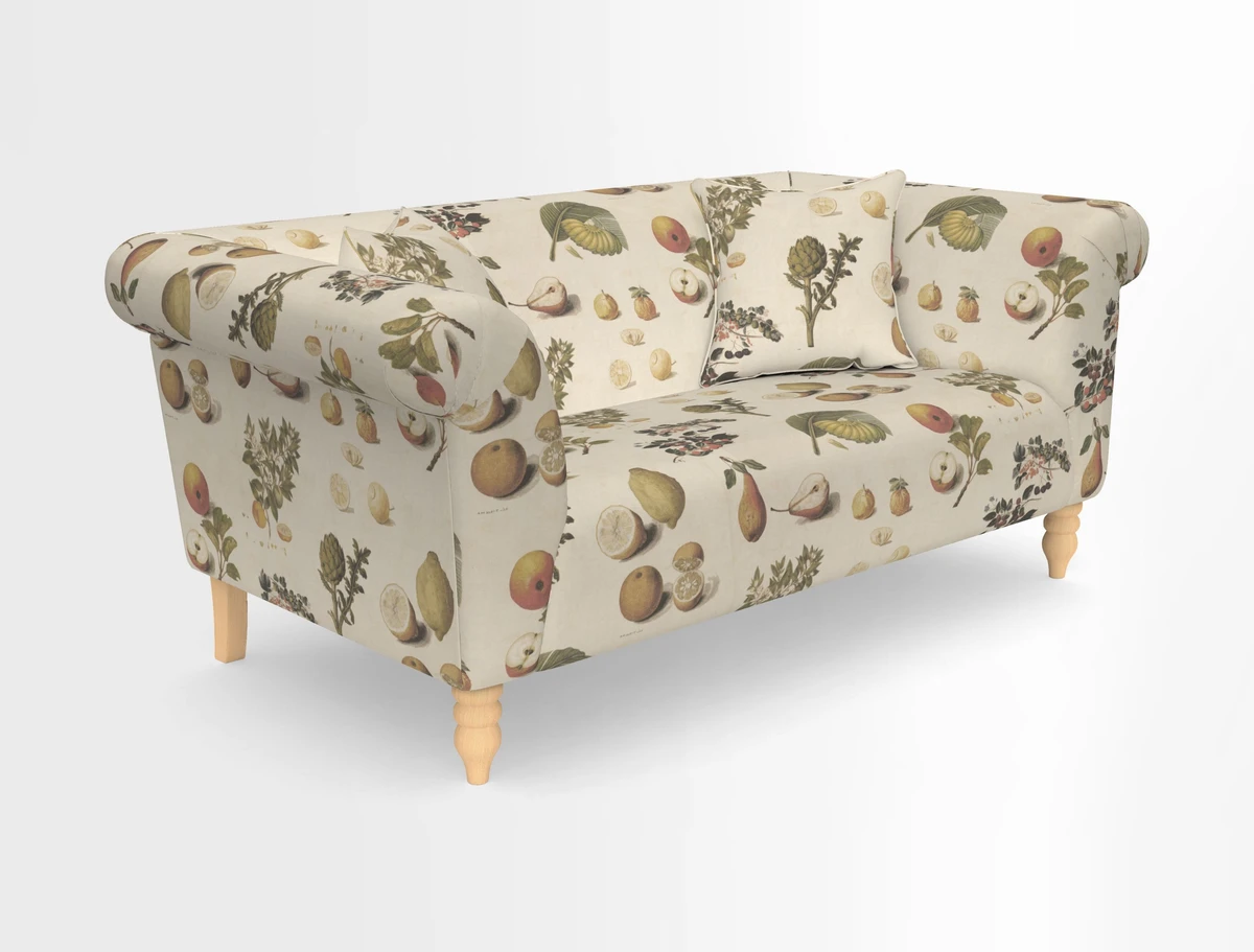Exbury 3-seater sofa in Frond Stripe Large Storm with scatters in Frond All Over