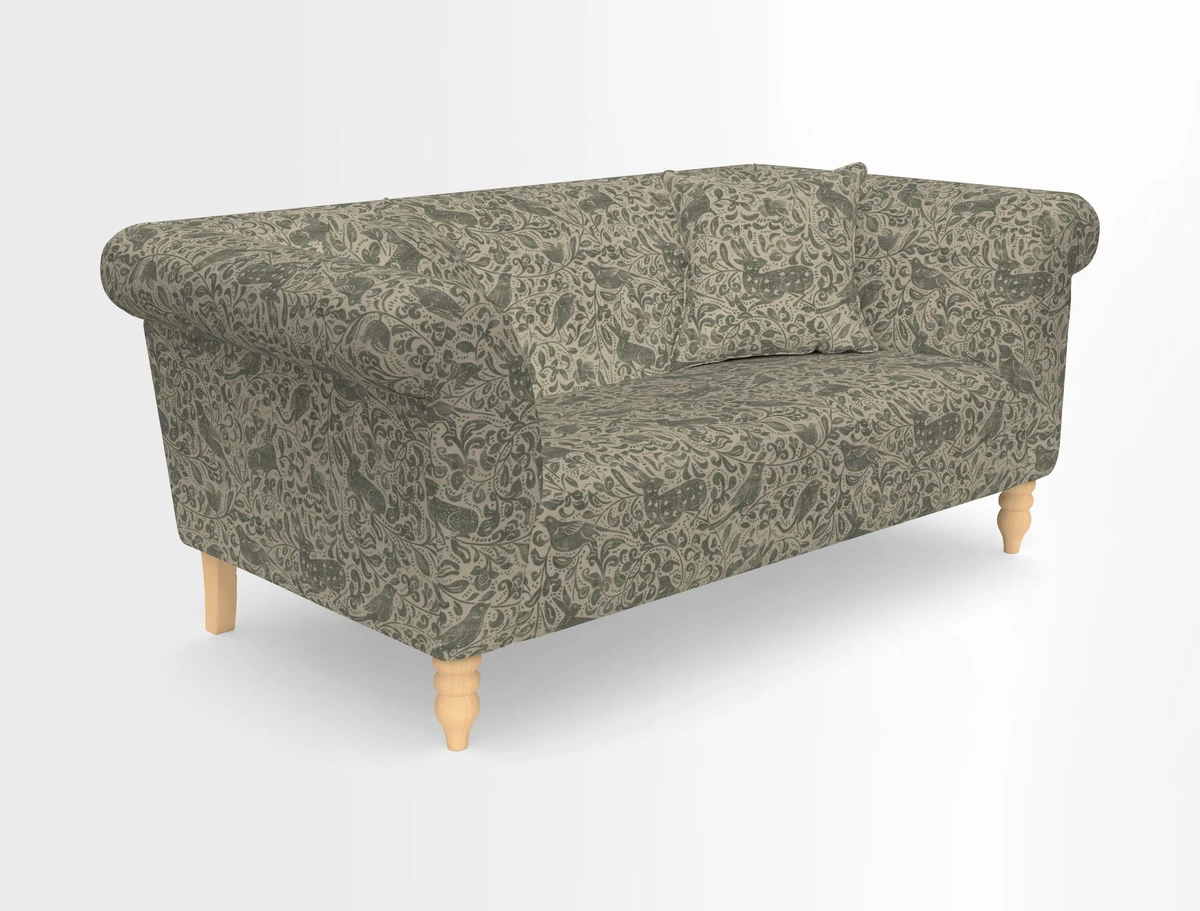 Exbury 3-seater sofa in Frond Stripe Large Storm with scatters in Frond All Over
