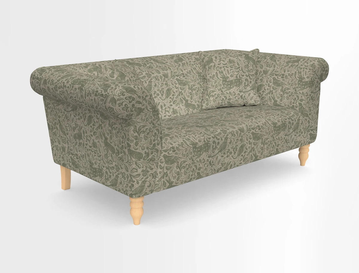 Exbury 3-seater sofa in Frond Stripe Large Storm with scatters in Frond All Over