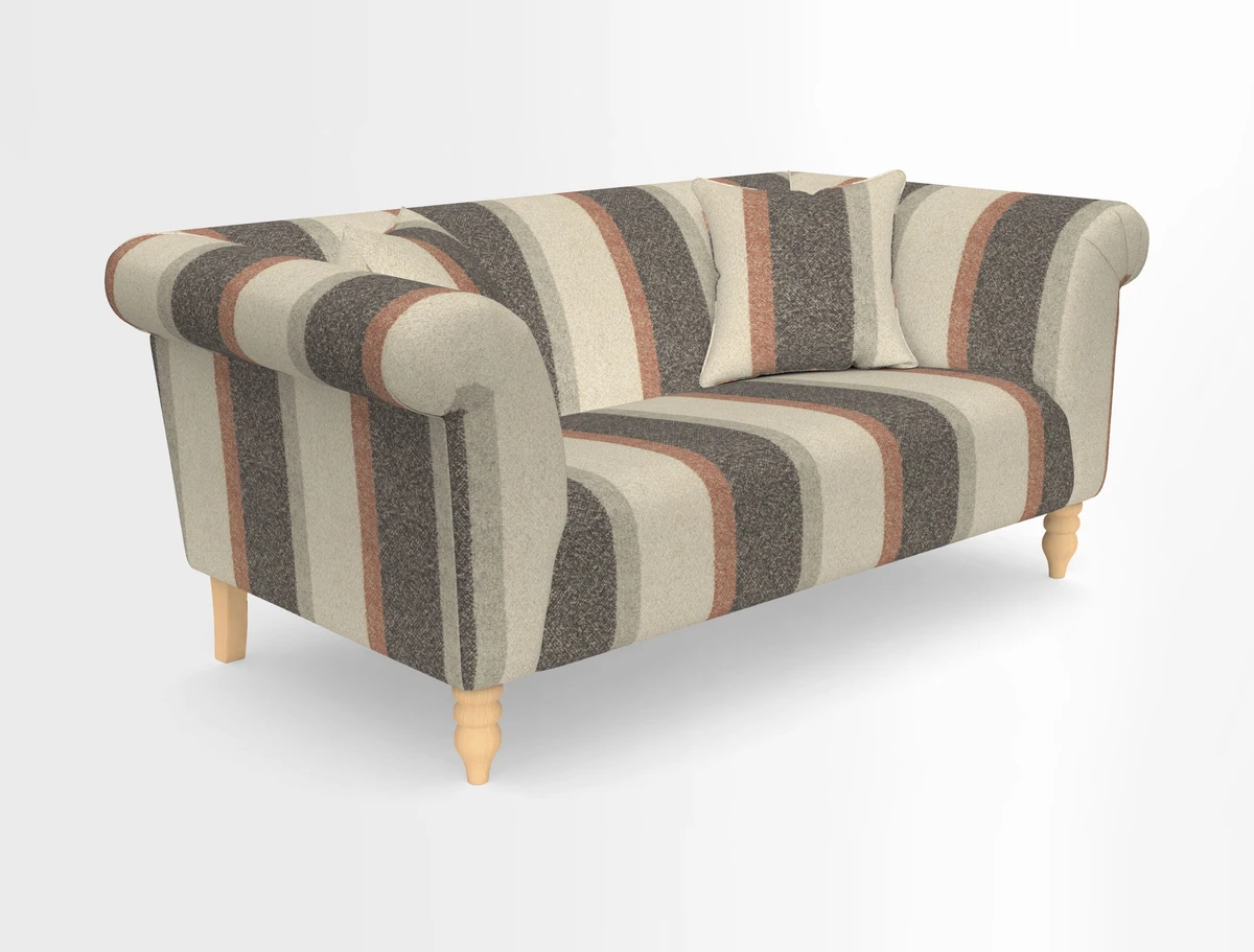 Exbury 3-seater sofa in Frond Stripe Large Storm with scatters in Frond All Over
