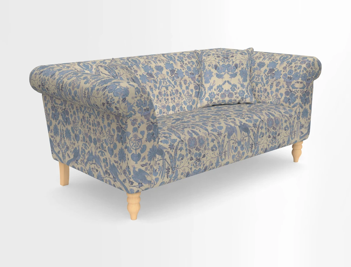 Exbury 3-seater sofa in Frond Stripe Large Storm with scatters in Frond All Over
