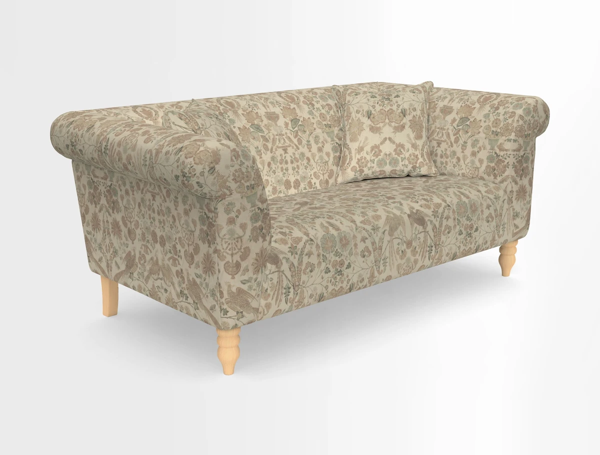 Exbury 3-seater sofa in Frond Stripe Large Storm with scatters in Frond All Over