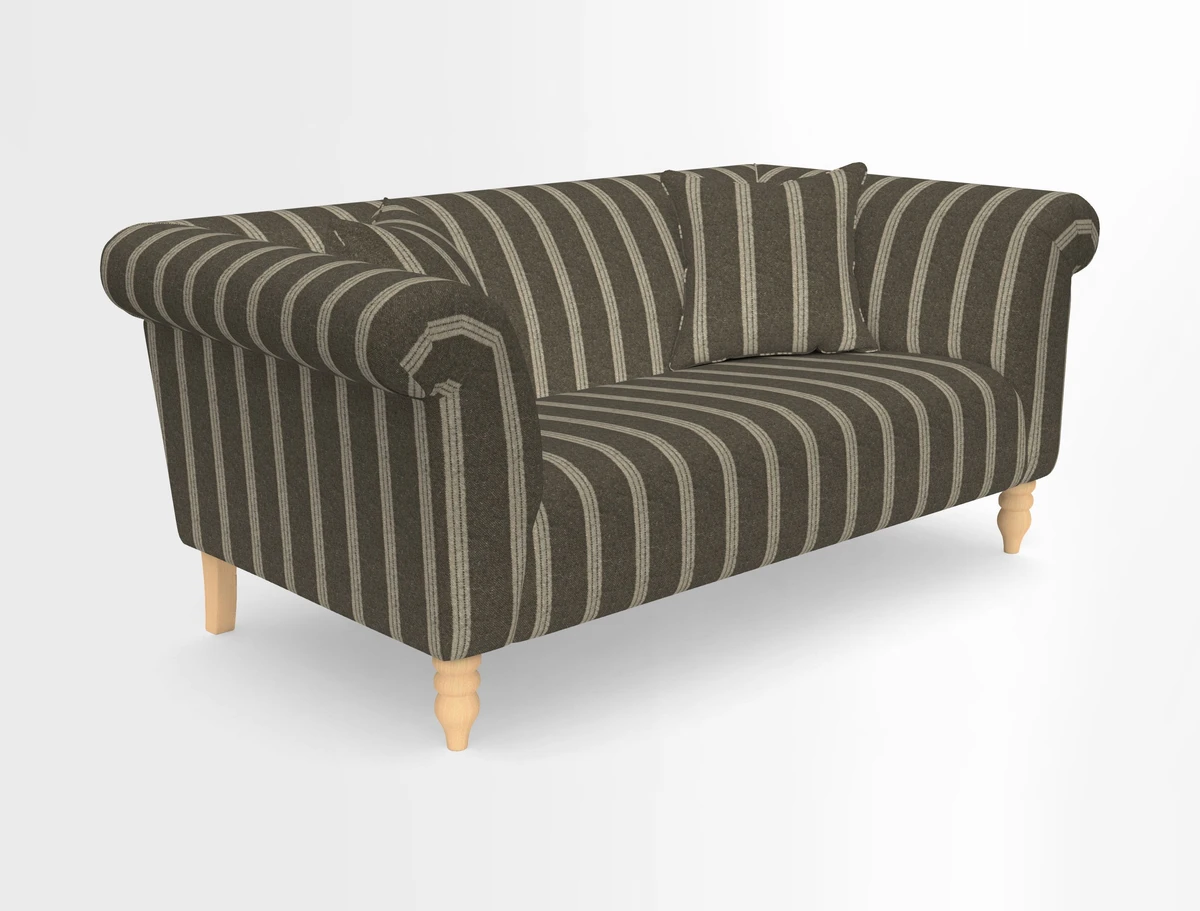 Exbury 3-seater sofa in Frond Stripe Large Storm with scatters in Frond All Over