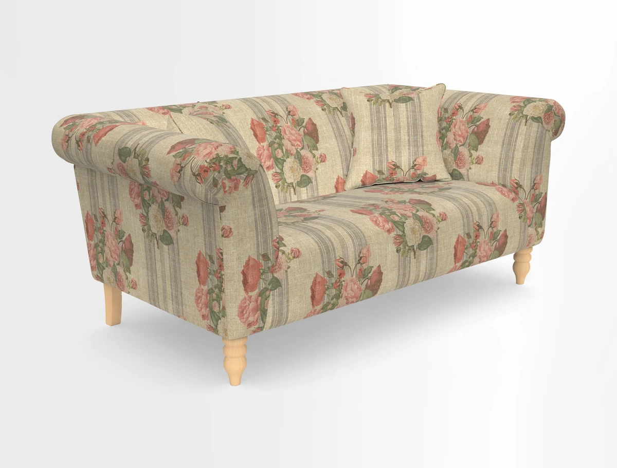 Exbury 3-seater sofa in Frond Stripe Large Storm with scatters in Frond All Over