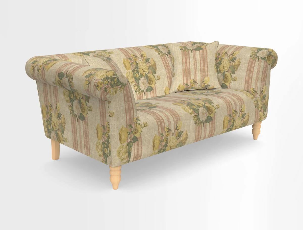 Exbury 3-seater sofa in Frond Stripe Large Storm with scatters in Frond All Over
