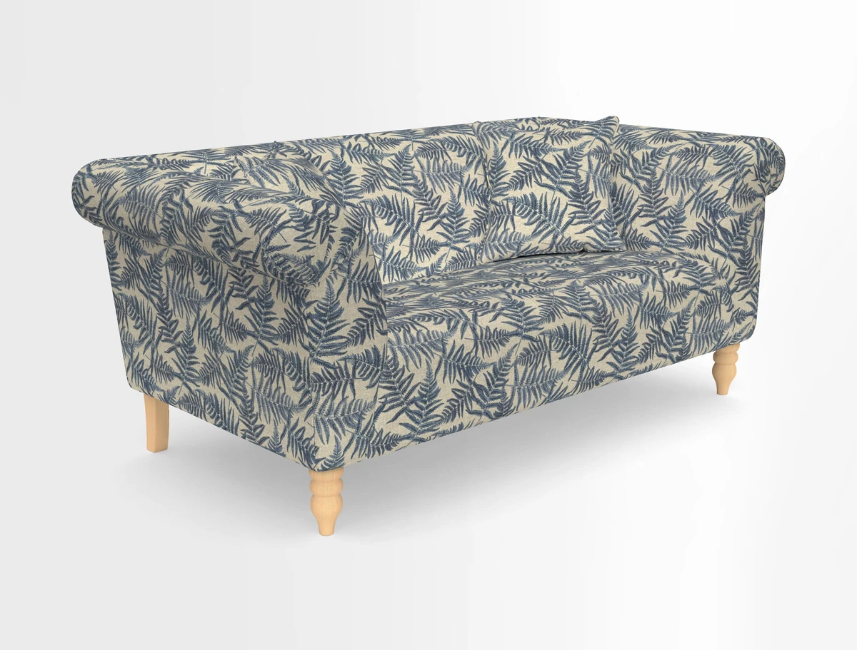 Exbury 3-seater sofa in Frond Stripe Large Storm with scatters in Frond All Over