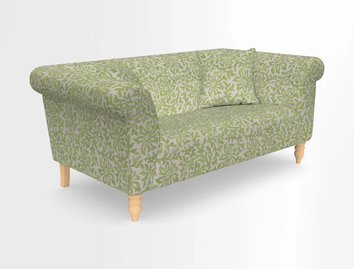 Exbury 3-seater sofa in Frond Stripe Large Storm with scatters in Frond All Over