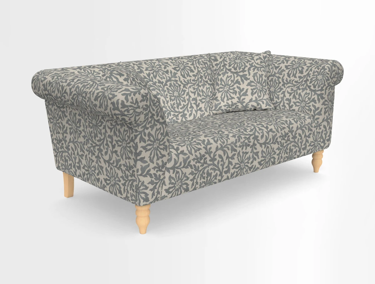 Exbury 3-seater sofa in Frond Stripe Large Storm with scatters in Frond All Over