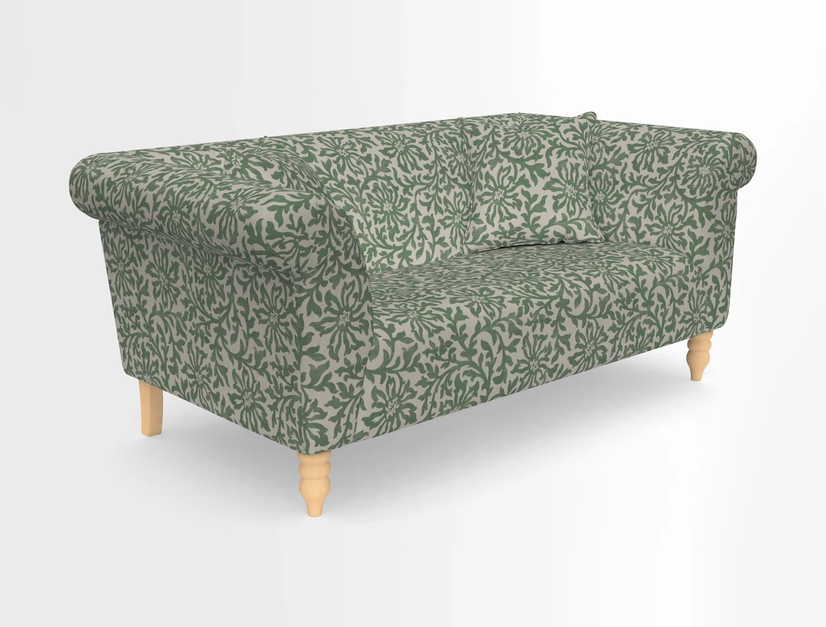 Exbury 3-seater sofa in Frond Stripe Large Storm with scatters in Frond All Over