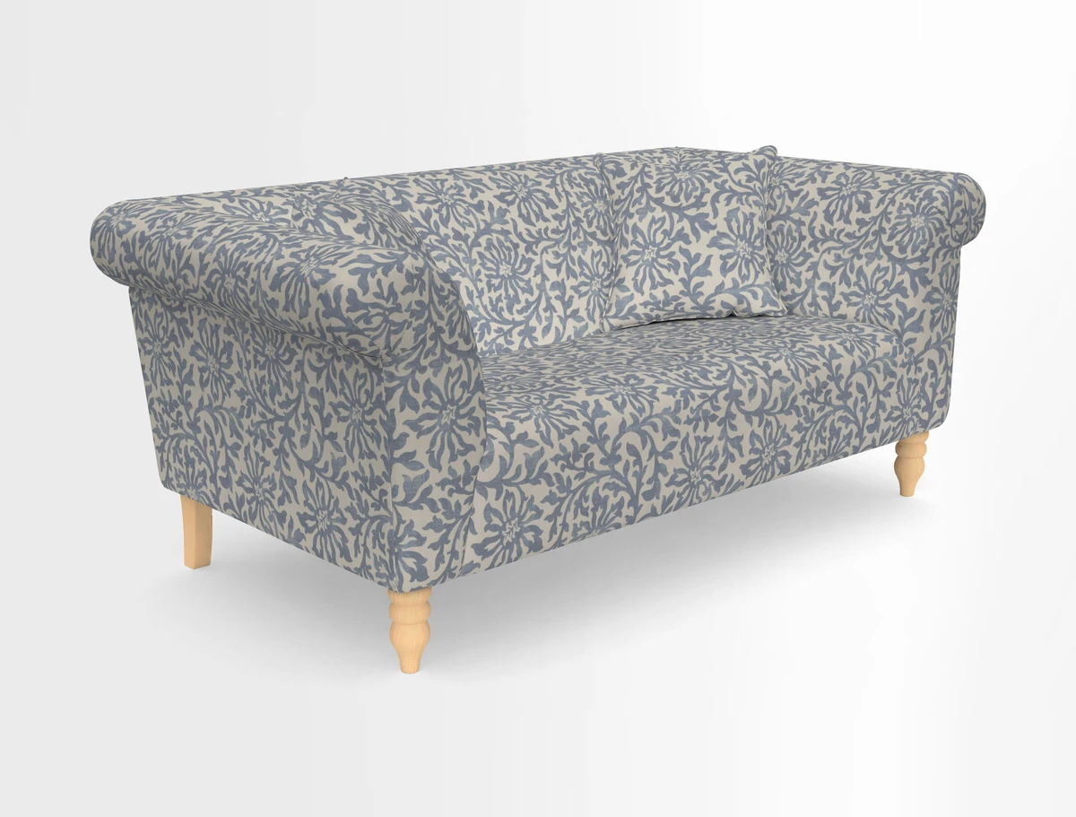 Exbury 3-seater sofa in Frond Stripe Large Storm with scatters in Frond All Over