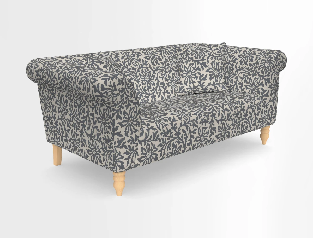 Exbury 3-seater sofa in Frond Stripe Large Storm with scatters in Frond All Over