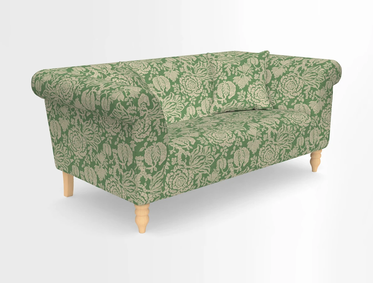 Exbury 3-seater sofa in Frond Stripe Large Storm with scatters in Frond All Over